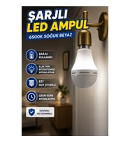 E27 Şarjlı LED Ampul 6500K Soğuk Beyaz – Elektrik Kesintisinde Aydınlatma