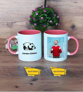 Uykucu Panda Kupa Bardak Pembe Fotoğraflı Doğum Günü Hediyesi