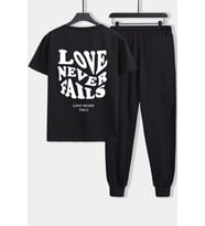 Unisex Love Never Fails 2'li Eşofman Takımı (Siyah)