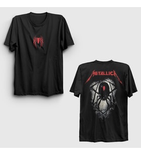 Presmono Unisex Siyah Spider Muzik Metallica Sırt Baskılı T-Shirt 517948tt