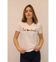 Rich Kadın V Yaka T-shirt %100 Pamuk Tişört