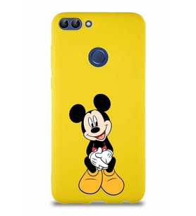 Huawei P Smart Soft Premier Kapak Mickey Mouse-A Tasarımlı Silikon Kılıf - Sarı (Şeffaf)