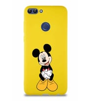 Huawei P Smart Soft Premier Kapak Mickey Mouse-A Tasarımlı Silikon Kılıf - Sarı (Şeffaf)
