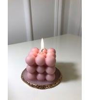 Modern Bubble Küp Mum Pembe Dekoratif Mum