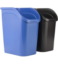 Tezgah Altı Küçük Çöp Kovası, Geri Dönüşüm/Atık için 2'li Paket Mavi ve Siyah, 9,4 Galon, Mutfak/Banyo/Ofiste kullanım için Lavabo/Masa/Dolap altına sığar