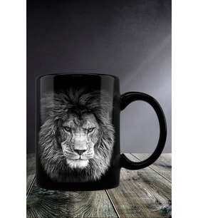 Aslan Görselli Siyah Kupa