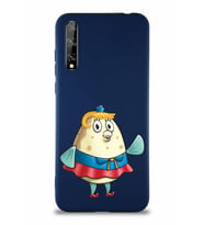 Huawei Y8P Soft Premier Kapak Bayan Puff Tasarımlı Silikon Kılıf - Lacivert (Şeffaf)