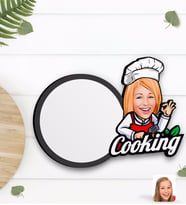 BK Gift Kişiye Özel Kadın Chef Karikatürlü Ahşap Bardak Altlığı-14