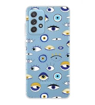 PrintiFy Samsung Galaxy A52s ile Uyumlu 1mm Slim Fit Nazar Boncuğu 2 Baskılı Şeffaf  Kılıf