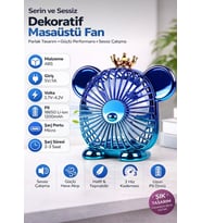 Mini Masaüstü Fan Sevimli Ayıcık Tasarımlı Taşınabilir Vantilatör USB Şarjlı (Mavi)