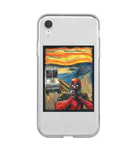 Iphone XR Uyumlu Deadpool Çığlık Tasarımlı Şeffaf Telefon Kılıfı