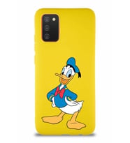 Samsung Galaxy A02S Soft Premier Kapak Donald Duck-C Tasarımlı Silikon Kılıf - Sarı (Şeffaf)
