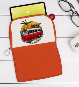BK Gift Klasik Araç Tasarımlı Taşınabilir Koruyucu Tablet Kılıfı & Organizer Çanta - Turuncu-10