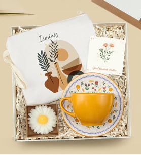 Kişiye Özel Bez Çanta & Fincan & Mum Hediye Seti