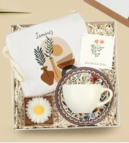 Kişiye Özel Bez Çanta & Fincan & Mum Hediye Seti