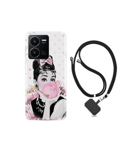 Vivo Y35 Kılıf Ipli Boyun Askılı Desenli Silikon Audrey Glue 1420