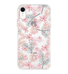 Apple iPhone XR Uyumlu Kapak Floral Kırmızı Tasarımlı Şeffaf Silikon Kılıf