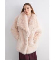 LCW Modest Pembe Ceket Yaka Oversize Kadın Kürk Mont