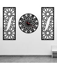 3 Parçalı Dekoratif Mdf Ahşap Duvar Saati 85 x 50 cm