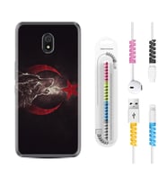 Xiaomi Redmi 8A 8 Pro 9C 9T 10C 11T Pro Kılıf Kablo Koruma Spiral Silikon Kurt ve Ay Yıldız 1403