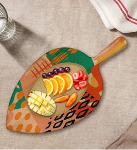 BK Gift Modern Art Tasarımlı Yaprak Şeklinde Doğal Ahşap Servis ve Sunum Tabağı Model 3
