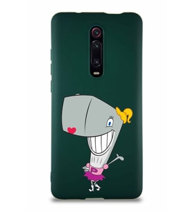 Xiaomi Mi 9T Pro Soft Premier Kapak Pearl Yengeç Tasarımlı Silikon Kılıf - Yeşil (Şeffaf)