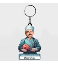 Karikatürlü - Erkek Beyin Cerrahı İsimli Anahtarlık
