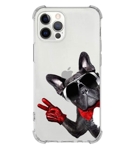 PrintiFy Apple iPhone 12 Pro Uyumlu Köpek 2 Baskılı Şeffaf Köşe Korumalı Antişok Kılıf