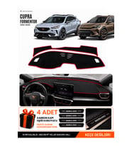 CUPRA FORMENTOR (2020-2026) Uyumlu Torpido Örtüsü Torpido Kılıfı - Siyah Kırmızı