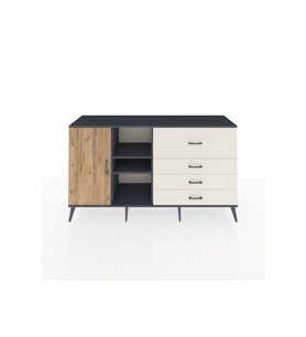 Kronos Konsol 4 Raflı 4 Çekmeceli Tek Kapaklı  176x59x99 Antrasit-Çam/Aytaşı