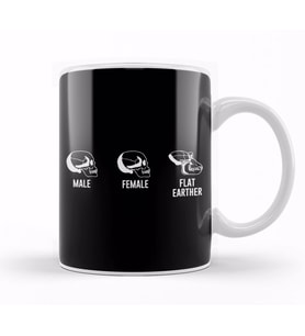 Male Female Flat Earther Skulls Flat Earth Kupa Bardak Porselen