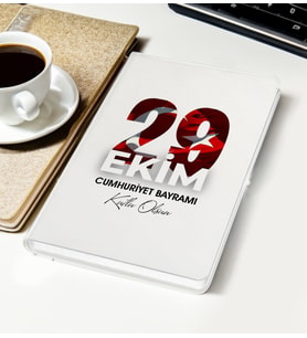 BK Gift 29 Ekim Temalı Beyaz Defter-2, Arkadaşa Hediye , 29 Ekim Hediyesi, 100.Yıl Hediyesi