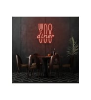 Restoranlara Özel Diner Yazılı Çatal,Bıçak,Kaşık Şekilli Neon Tabela
