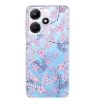 PrintiFy İnfinix Hot 30i Uyumlu Kamera Korumalı Floral Pudra Tasarımlı Şeffaf Silikon Kılıf