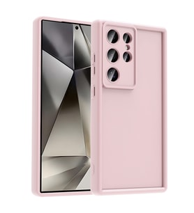 Samsung Galaxy S25 Ultra Kılıf Kamera Korumalı Kalın Kenarlı Viera Silikon Case (Pembe)