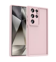 Samsung Galaxy S25 Ultra Kılıf Kamera Korumalı Kalın Kenarlı Viera Silikon Case (Pembe)