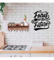 BK Home Doğal Ahşap Raflı Dekoratif Fincan Askılığı ve Duvar Süsü-7 (Beyaz)