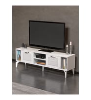 Tv Sehpası Tv Ünitesi Beyaz Gümüş 160 Cm Linya 5043