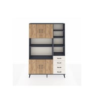 Arges Dolap 9 Raflı 4 Çekmeceli 4 Kapaklı 132x30x195 Antrasit-Çam/Aytaşı