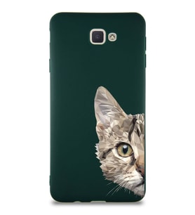 Samsung Galaxy J7 Prime 2 Soft Premier Kapak Catface Tasarımlı Silikon Kılıf - Yeşil (Şeffaf)