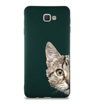 Samsung Galaxy J7 Prime 2 Soft Premier Kapak Catface Tasarımlı Silikon Kılıf - Yeşil (Şeffaf)