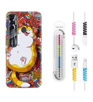 Tecno Spark 6 6 Go 8C 8 Pro 7 7 Pro Kılıf Kablo Koruma Spiral Silikon Tombul Kedi 1739