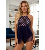 Kadın Lacivert Şık Tasarım Bodysuit Gecelik