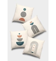 Krem Soyut Desenli Çift Taraf 4'lü Set Kırlent Kılıfı 4KR029