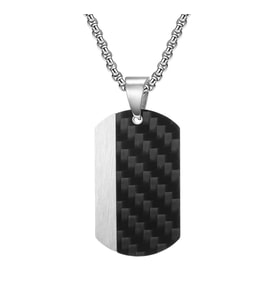 Chavin Karbon Fiber Siyah Dogtag Asker Künyesi Çelik Erkek Kolye eu50