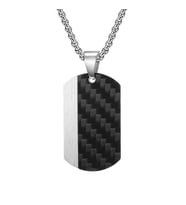 Chavin Karbon Fiber Siyah Dogtag Asker Künyesi Çelik Erkek Kolye eu50