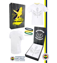 Fenerbahçe Orijinal Palamut Logo Sıfır Yaka Çocuk T-Shirt Bileklik Set Kutulu (Beyaz)