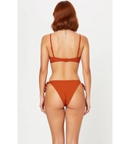 Kadın Bikini Takımı Balconette Kaplı Tünelli Balenli Brazilian Düşük Bel Örme Raşel Kolsuz Bağlamalı