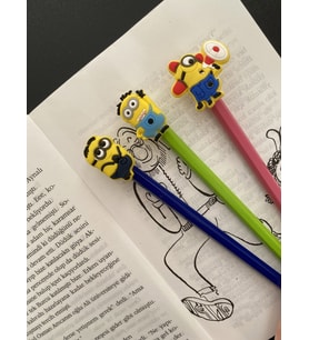Minion Figürlü Sevimli Kalem Süsü 3'lü Set