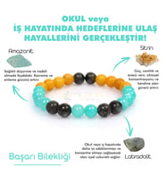 Mystic Energy Başarı&Hedeflerine Ulaşma Tılsım Bilekliği(Labradorit,Amazonit,Sitrin Taşı Unisex Doğaltaş Bileklik)